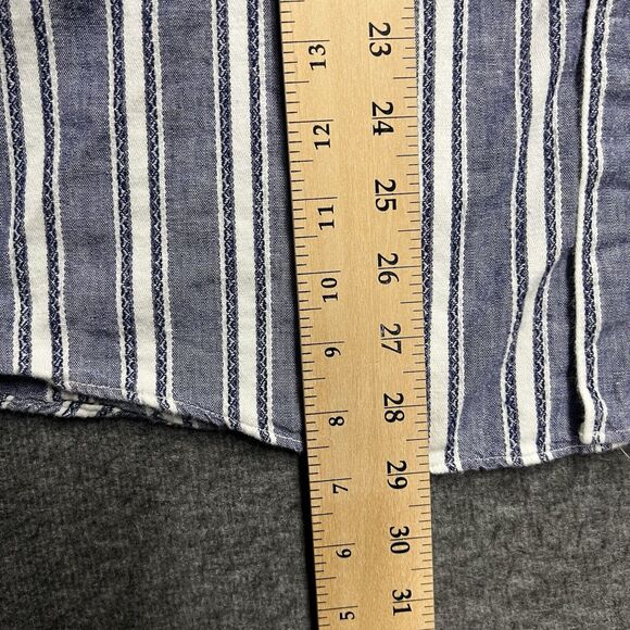 Bon Homme Button Down Vintage Shirt Men's Large Navy Stripes Grandad Made USA - Picture 6 of 6